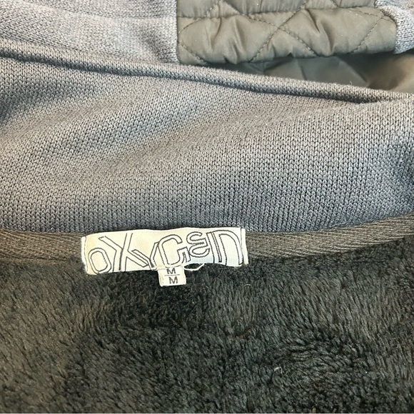 Oxygen navy blue black quilted fleece zippered hooded fall winter jacket - Picture 10 of 13